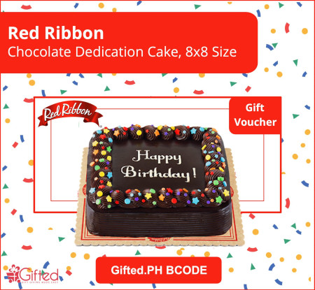 Red Ribbon Chocolate Dedication Cake 8x8